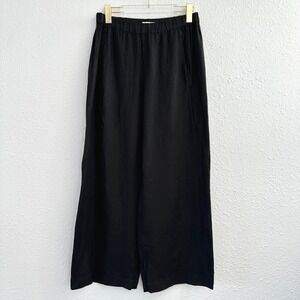 Velvet by Graham and Spencer Lola Linen Pants Women Small Black Wide Leg Capsule
